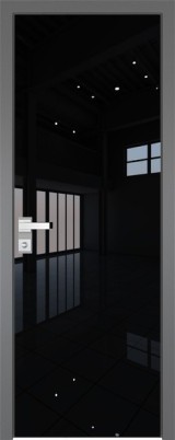 Алюминиевая дверь Profil Doors 1 AGK lacobel черный лак Без окраса стекла Серый (RAL9006 МУАР)