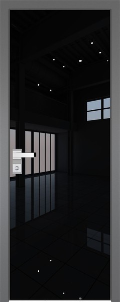 Алюминиевая дверь Profil Doors 1 AGK lacobel черный лак Без окраса стекла Серый (RAL9006 МУАР)