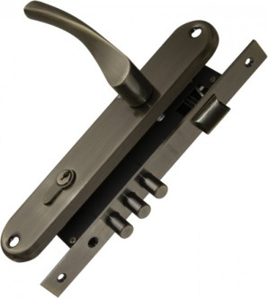 Замок Punto (Пунто) цилиндровый в комплекте с ручкой LOCKSET90.CRONA.4585-3 (KIT P90 4585/3 CRONA) AB бронза