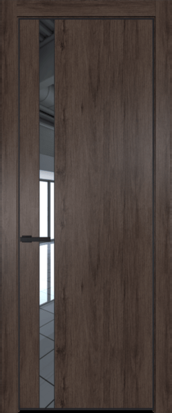 Межкомнатная дверь Profil Doors Orange 18 NE.O Дуб Тобакко Зеркало Черный матовый RAL9005