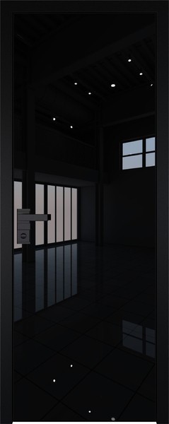 Алюминиевая дверь Profil Doors 1 AGK lacobel черный лак Без окраса стекла Чёрный (RAL9005 МУАР)