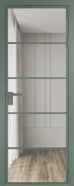 Алюминиевая дверь Profil Doors 14 AG Зеленый воск Прозрачное