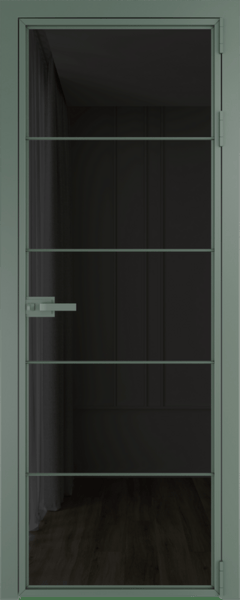 Алюминиевая дверь Profil Doors 5AX Зеленый воск Черное тонированное