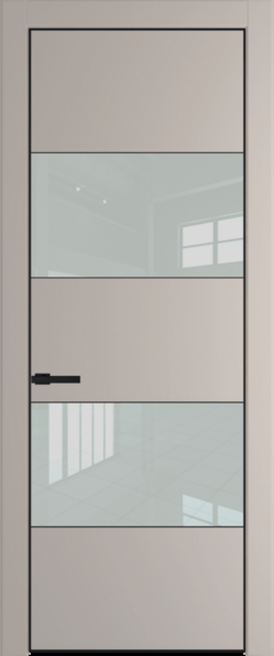 Межкомнатная дверь Profil Doors 22 PA Черный матовый RAL9005 Lacobel Белый лак Сэнд