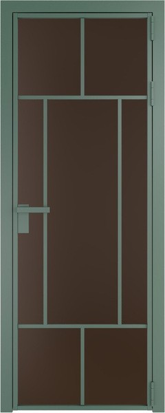 Алюминиевая дверь Profil Doors 10 AG Зеленый воск Монохром шоколад