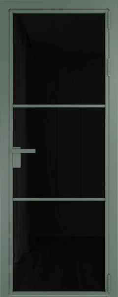 Алюминиевая дверь Profil Doors 13 AG Зеленый воск Черный триплекс
