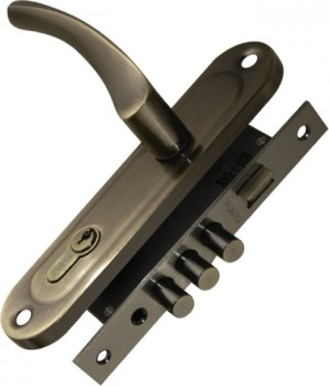 Замок Punto (Пунто) цилиндровый в комплекте с ручкой LOCKSET15.CRONA.4061-3 (KIT P15 4061/3 CRONA) AB бронза