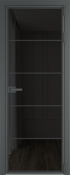 Алюминиевая дверь Profil Doors 5AX Серая ночь Черное тонированное