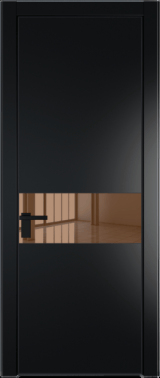 Межкомнатная дверь Profil Doors 17 PA Черный матовый RAL9005 Зеркало бронзовое Блэк