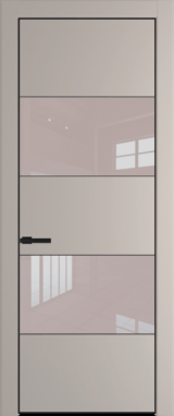 Межкомнатная дверь Profil Doors 22 PA Черный матовый RAL9005 Lacobel Перламутровый лак Сэнд