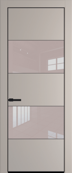 Межкомнатная дверь Profil Doors 22 PA Черный матовый RAL9005 Lacobel Перламутровый лак Сэнд