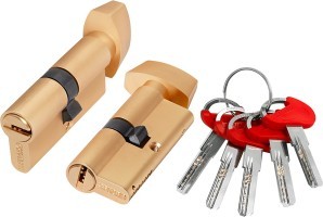Цилиндровый Fuaro (Фуаро) механизм (D-PRO502/60) D-PRO5002KnobRL60(25+10+25) SSG-39 сатинированное золото 5Key