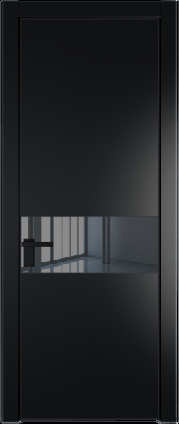 Межкомнатная дверь Profil Doors 17 PA Черный матовый RAL9005 Зеркало серое Блэк