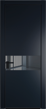 Межкомнатная дверь Profil Doors 17 PA Черный матовый RAL9005 Зеркало Grey Нэви Блу (RAL 7016)