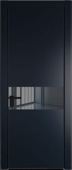 Межкомнатная дверь Profil Doors 17 PA Черный матовый RAL9005 Зеркало Grey Нэви Блу (RAL 7016)
