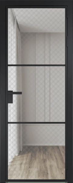 Алюминиевая дверь Profil Doors 13 AG Черный матовый Ромб серебро