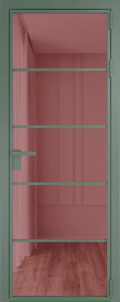 Алюминиевая дверь Profil Doors 14 AG Зеленый воск Розовое шпион