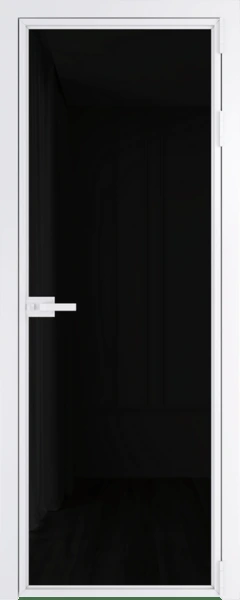 Алюминиевая дверь Profil Doors 1AX Вайт Черный триплекс