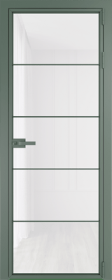 Алюминиевая дверь Profil Doors 5AX Зеленый воск Белый триплекс