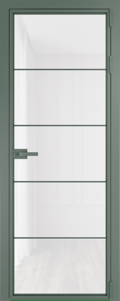 Алюминиевая дверь Profil Doors 5AX Зеленый воск Белый триплекс