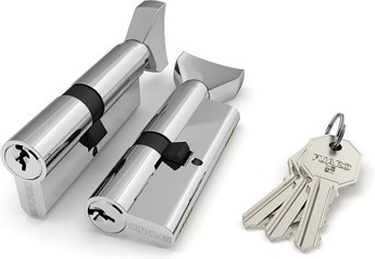Цилиндровый Fuaro (Фуаро) механизм (100 CM/80) 1000CMKnob80(35+10+35) CP хром 3Key с вертушкой