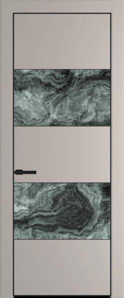 Межкомнатная дверь Profil Doors 22 PA Черный матовый RAL9005 Атриум серебро Сэнд