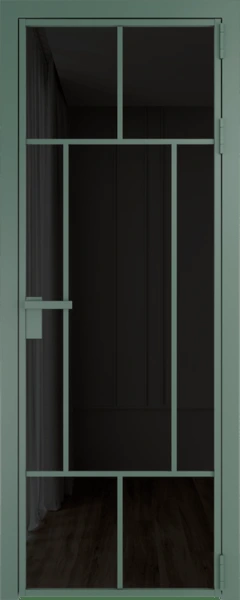 Алюминиевая дверь Profil Doors 10 AG Зеленый воск Черное тонированное