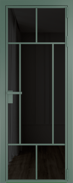 Алюминиевая дверь Profil Doors 10 AG Зеленый воск Черное тонированное