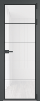 Алюминиевая дверь Profil Doors 5AX Серая ночь Белый триплекс
