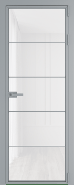 Алюминиевая дверь Profil Doors 5AX Серебро Белый триплекс