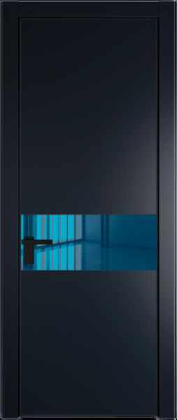 Межкомнатная дверь Profil Doors 17 PA Черный матовый RAL9005 Зеркало синее Нэви Блу (RAL 7016)