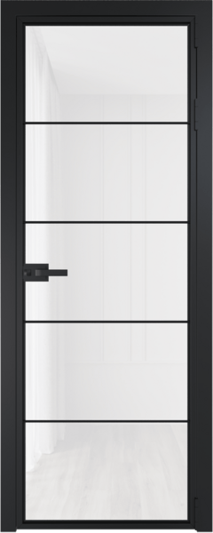 Алюминиевая дверь Profil Doors 5AX Черный матовый RAL9005 Белый триплекс