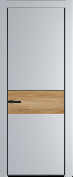Межкомнатная дверь Profil Doors 17 PE Lacobel Белый лак Лайт Грей (RAL 870-01) Черный матовый RAL9005 Дуб Карамель