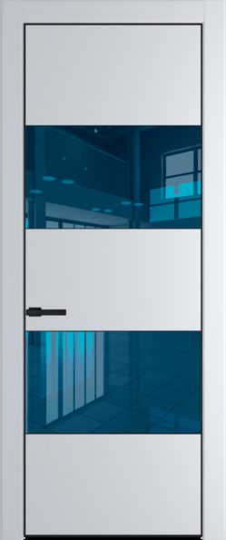 Межкомнатная дверь Profil Doors 22 PA Черный матовый RAL9005 Зеркало Blue Сэнд