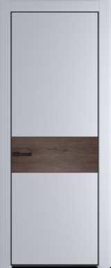 Межкомнатная дверь Profil Doors 17 PE Lacobel Белый лак Лайт Грей (RAL 870-01) Черный матовый RAL9005 Дуб Тобакко