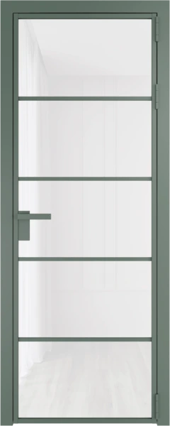 Алюминиевая дверь Profil Doors 14 AG Зеленый воск Белый триплекс