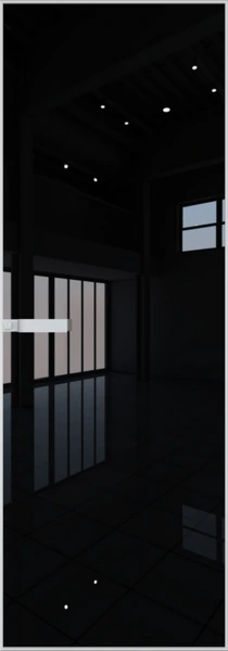Алюминиевая дверь Profil Doors 1AGN Вайт Lacobel Черный лак
