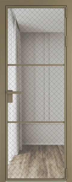 Алюминиевая дверь Profil Doors 13 AG Шампань Ромб черный