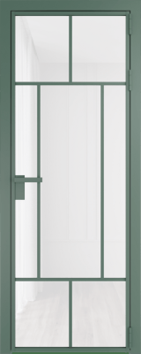 Алюминиевая дверь Profil Doors 10 AG Зеленый воск Белый триплекс
