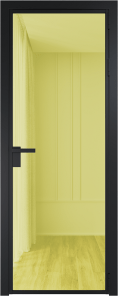 Алюминиевая дверь Profil Doors 1 AG Черный матовый Золото шпион