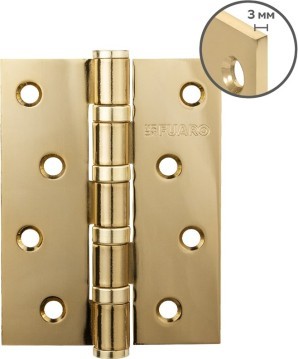 Петля Fuaro (Фуаро) универсальная HEAVY IN4400U GOLD-24 (золото 24K) 100х75х3 мм