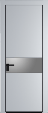 Межкомнатная дверь Profil Doors 17 PA Черный матовый RAL9005 Lacobel Серебряный лак Лайт Грей (RAL 870-01)