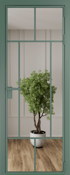 Алюминиевая дверь Profil Doors 10 AG Зеленый воск Зеркало