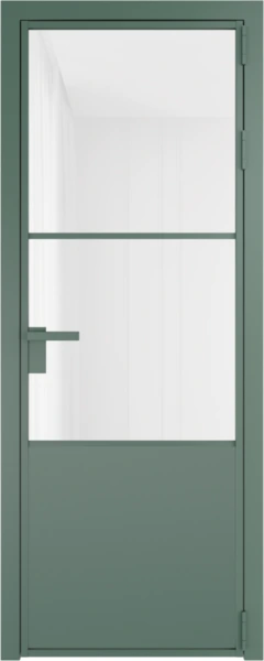 Алюминиевая дверь Profil Doors 20 AG Зеленый воск Белый триплекс