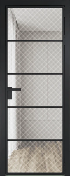 Алюминиевая дверь Profil Doors 14 AG Черный матовый Ромб белый