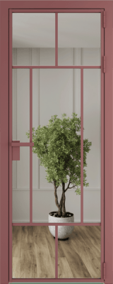 Алюминиевая дверь Profil Doors 10 AG Красный антрацит Зеркало