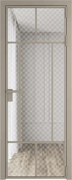 Алюминиевая дверь Profil Doors 10 AG Никель матовый Ромб белый