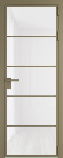 Алюминиевая дверь Profil Doors 14 AG Шампань Белый триплекс