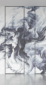 Скрытая дверь c композитными АРТ панелями Хром с 4-х сторон Дверное полотно