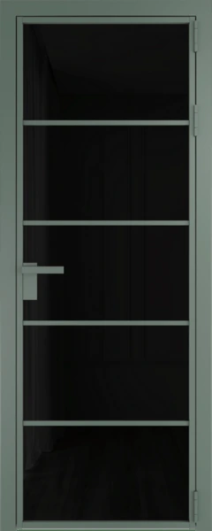 Алюминиевая дверь Profil Doors 14 AG Зеленый воск Черный триплекс